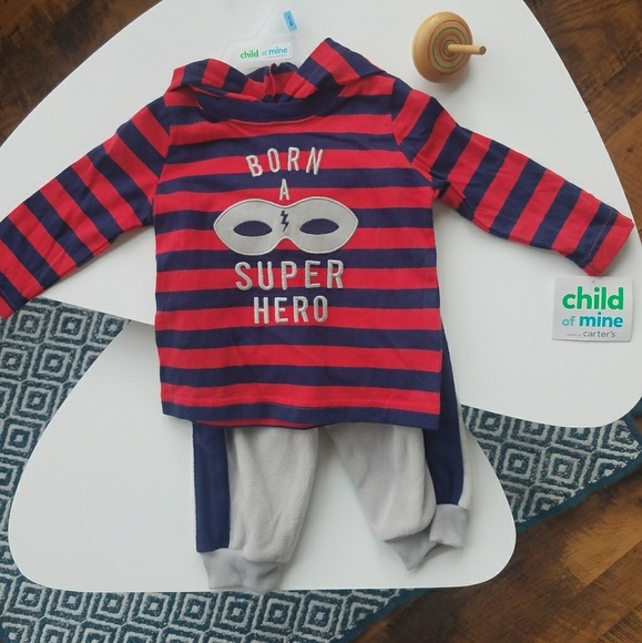 Child of Mine Infant Superhero Sweatshirt Sweatpants Outfit | 3-6 Months - Picture 2 of 5